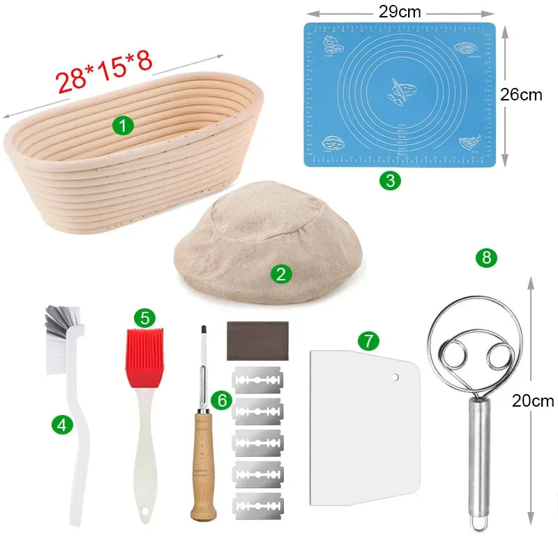 5/8pcs Natural Bread Banneton Proofing Basket Oval Round Rattan Wicker Dough Sourdough Baskets Cane Baking Fermentation