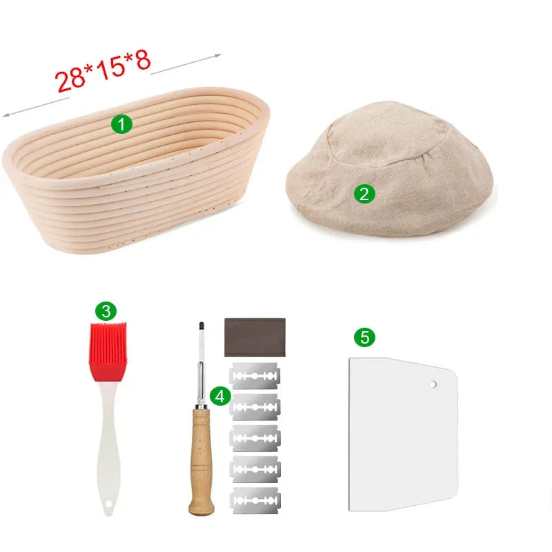 5/8pcs Natural Bread Banneton Proofing Basket Oval Round Rattan Wicker Dough Sourdough Baskets Cane Baking Fermentation
