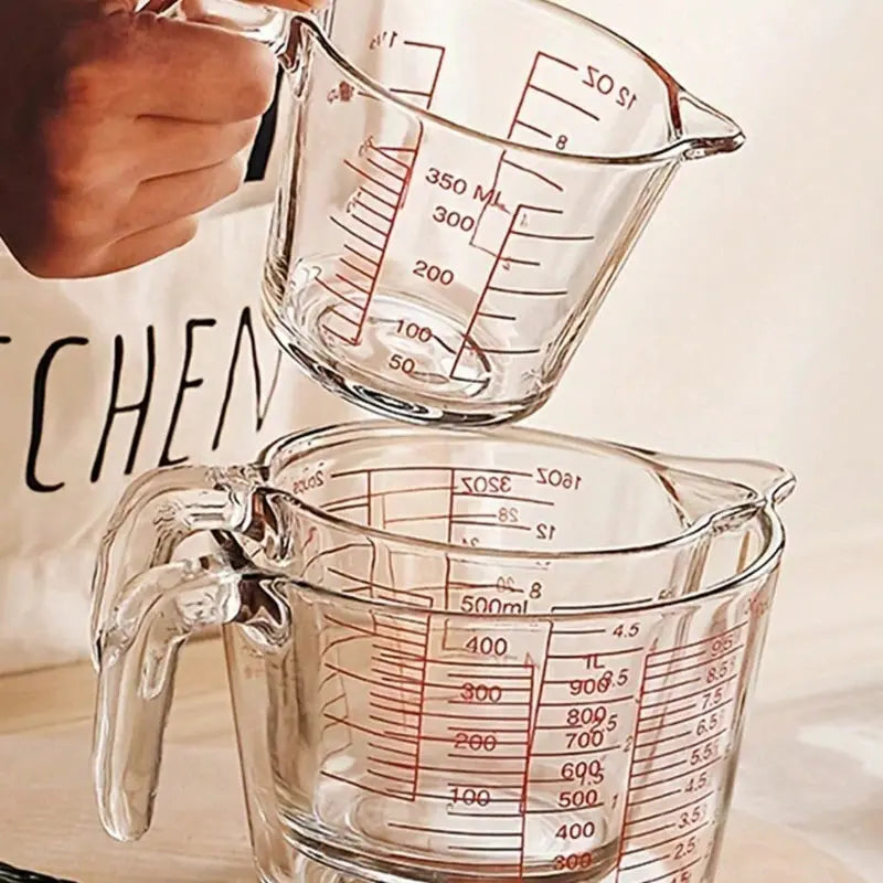 Large-Capacity Glass Measuring Cup with Handle & Scale: Heat-Resistant Kitchen Tool  Safe for Home Daily Cooking Preparation Dropshipman