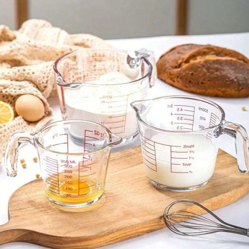 Large-Capacity Glass Measuring Cup with Handle & Scale: Heat-Resistant Kitchen Tool  Safe for Home Daily Cooking Preparation Dropshipman