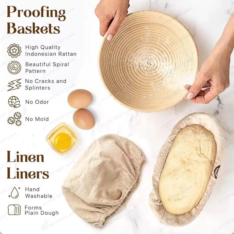 14-Piece Proofing Basket Tool Set, Bread Banneton Kit for Dough Fermentation Sourdough Kitchen