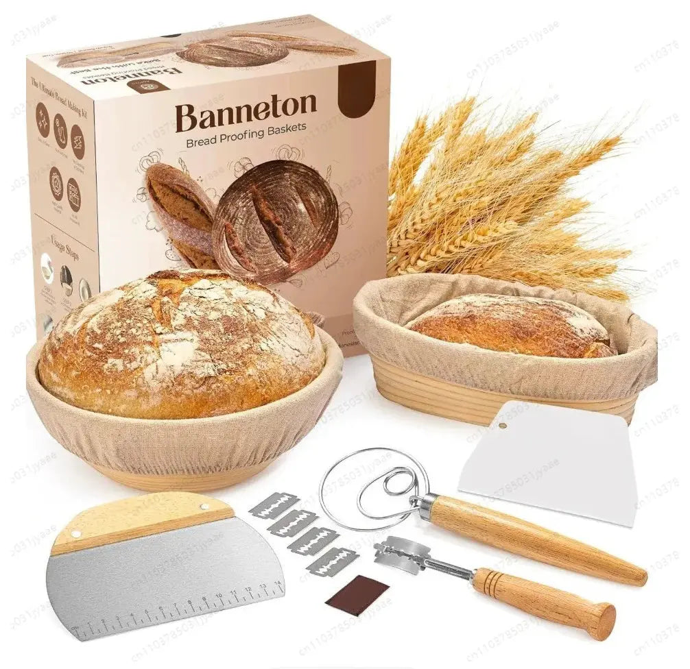 14-Piece Proofing Basket Tool Set, Bread Banneton Kit for Dough Fermentation Sourdough Kitchen